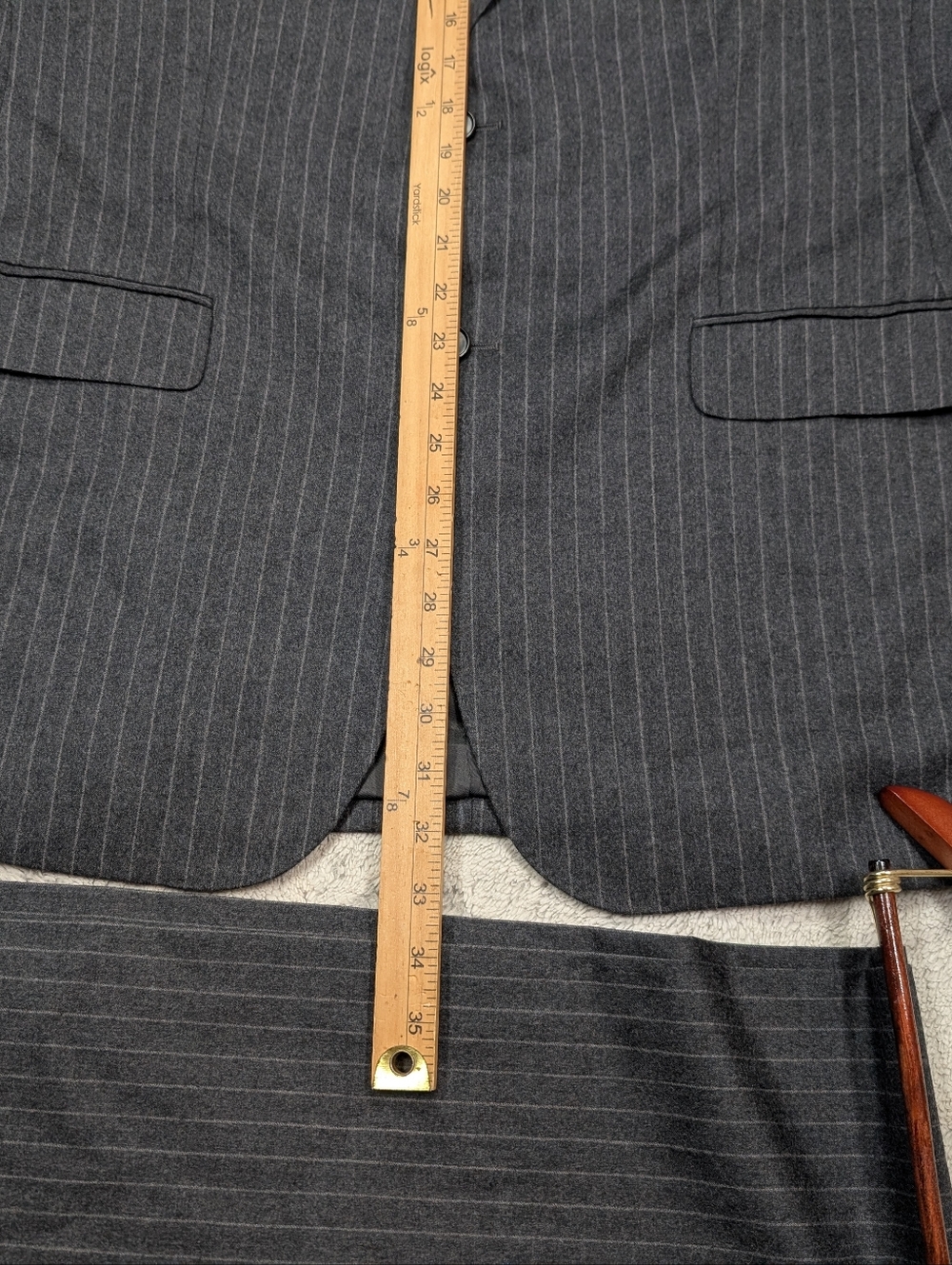 Lauren Ralph Lauren Suit Mens 42R 36W Gray Pinstripe Wool Cashmere 2 Piece - Picture 6 of 12